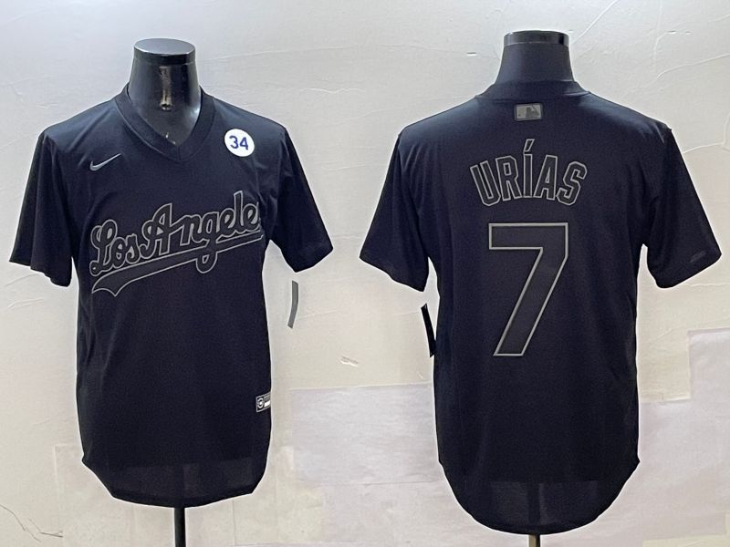 Men Los Angeles Dodgers #7 Urias Black Fashion Game 2025 Nike MLB Jersey style 3183